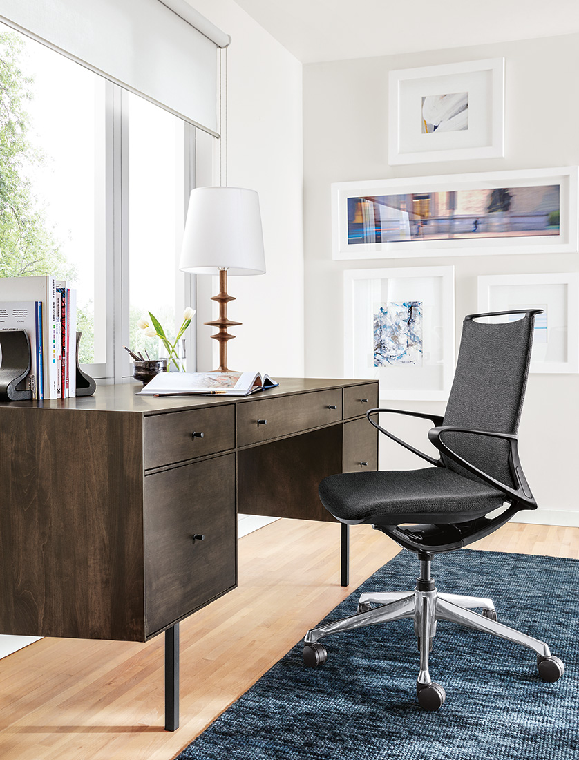 Side detail of Hudson executive wood desk.